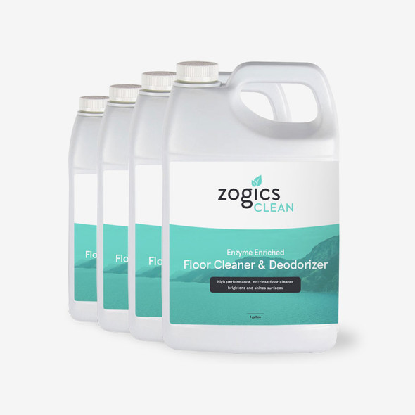 Zogics Enzyme Enriched Floor Cleaner & Deodorizer, Case of 4