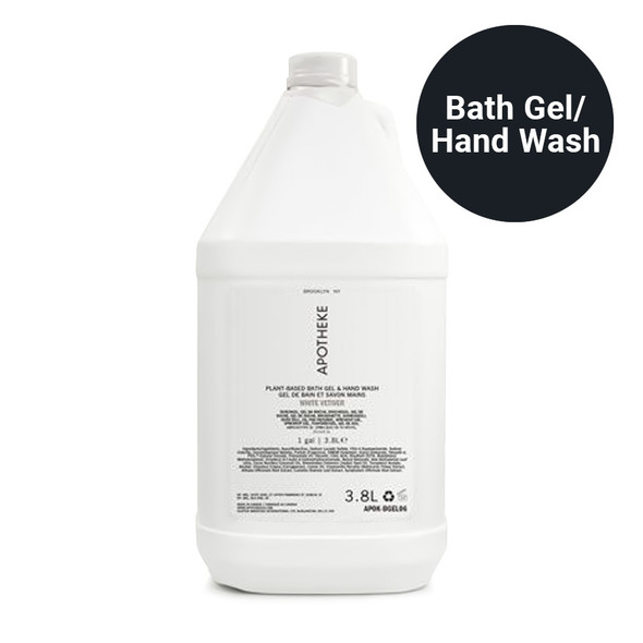 Apotheke Bath Gel + Hand Wash, White Vetiver (1 Gallon)