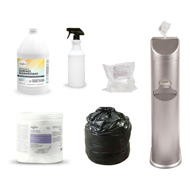Antibacterial Wipes and the Cleaning Station Bundle with Trash Bags