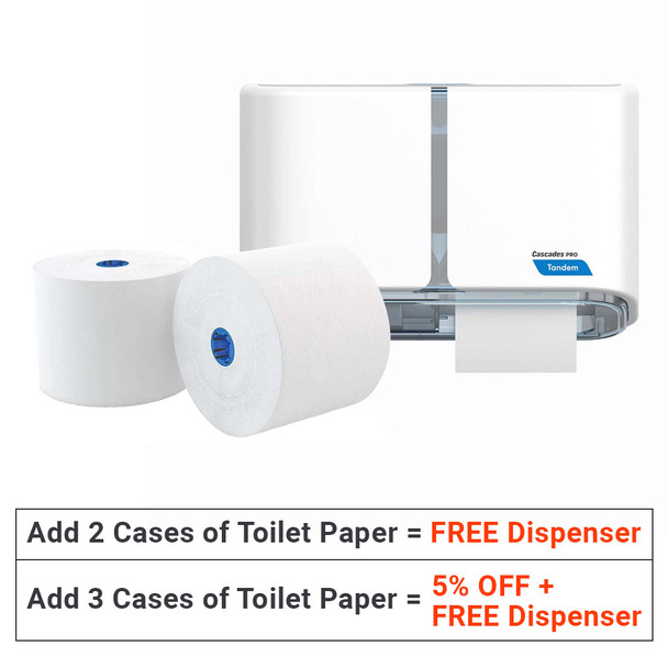 Side-by-Side High-Capacity Toilet Paper Dispenser + Toilet Paper (6 rolls/case) | Cascades Pro (C312-)