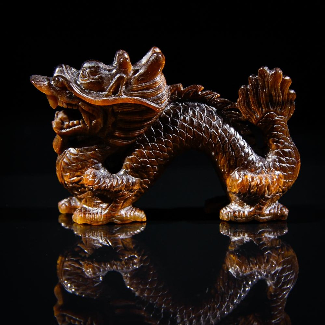 Tiger Eye Hand Carved Dragon