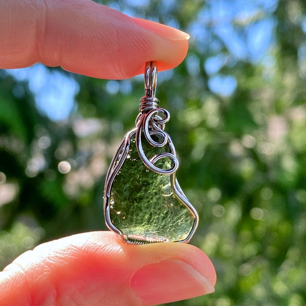 Moldavite Sterling Silver Crystal 