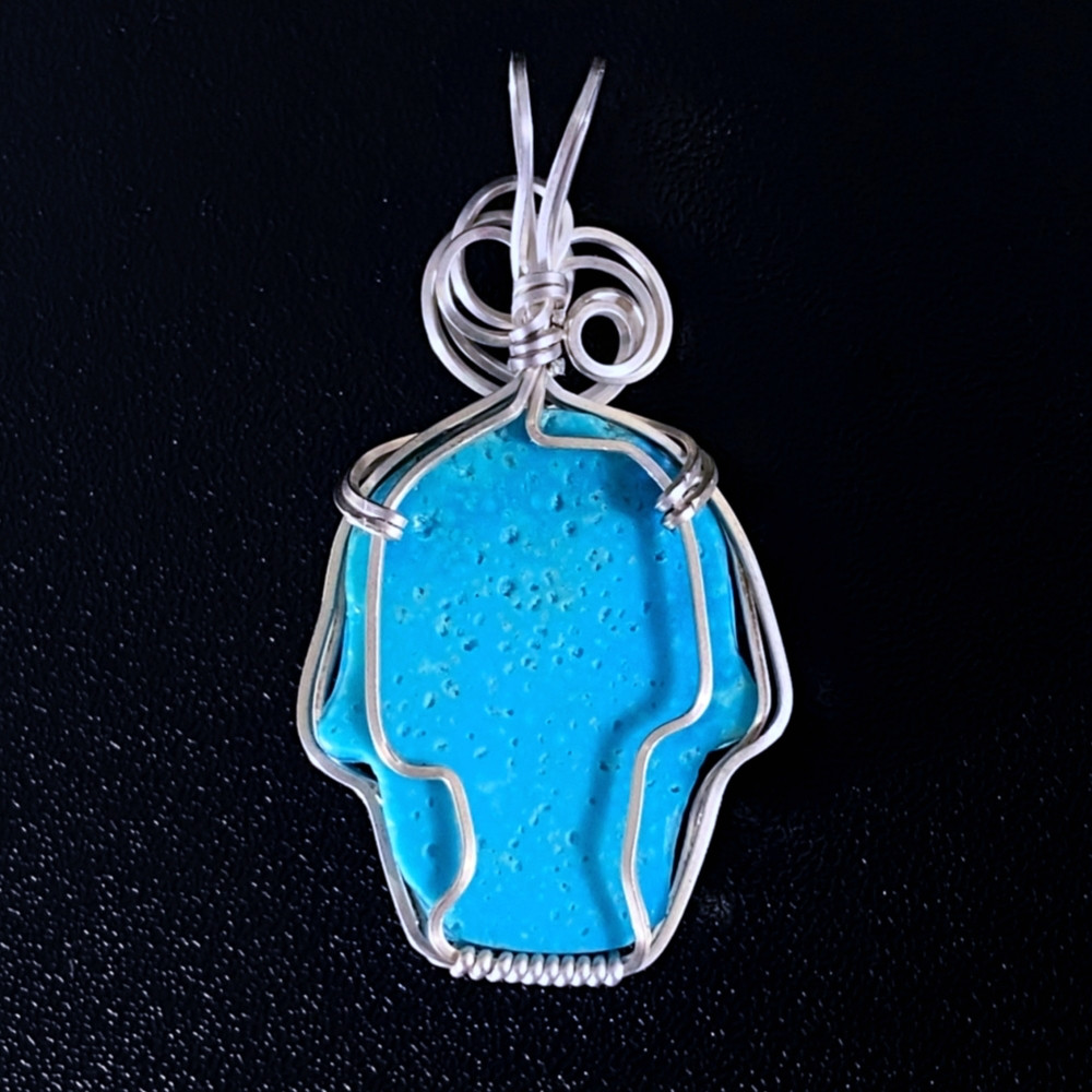 Raven's Carved Turquoise Crystal Skull Sterling Silver