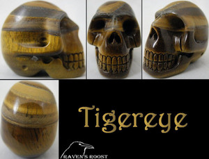 Raven's Carved Tigereye Crystal Skull 1