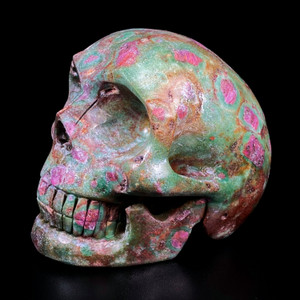 Raven's Carved Classic Style Ruby in Fuchsite Crystal Skull