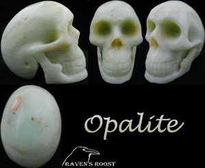 Raven's Carved Opalite Crystal Skull