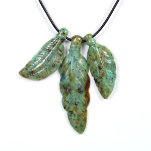 Turquoise Carved Feathers Pendants Focal Beads