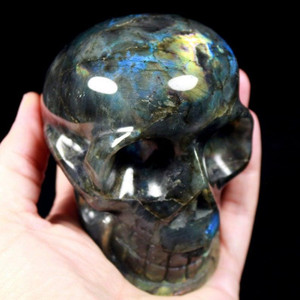 Labradorite Crystal Skull Carving 4"