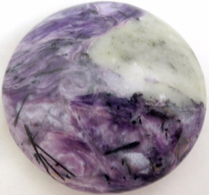 Raven's Carved Charoite Puffed Disk