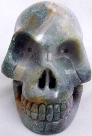 Raven's Carved Lemur Agate Crystal Skull