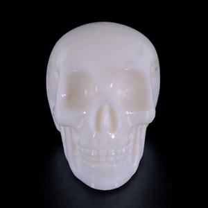 Raven's Carved White Jade Crystal Skull