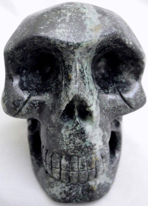 Raven's Carved Green Grossular Garnet Crystal Skull