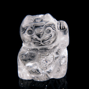 Quartz Crystal Lucky Cat Maneki Neko Carving