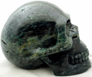 Raven's Carved Gigantic Chatoyant Green Apatite Crystal Skull
