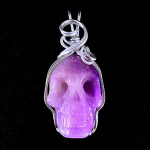 Gel Sugilite Crystal Skull Face Pendant Sterling Silver