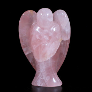 Gem Pink Rose Quartz Crystal Angel Carving