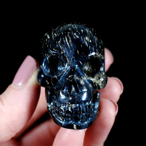 Blue Copper USA Covellite Crystal Skull 1.8"