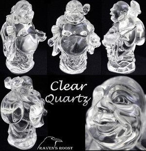 Raven's Carved Russian Quartz Crystal Buddha 99% Flawless