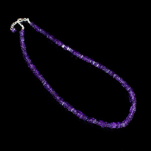 Amethyst Crystal Necklace Beaded Gemstone Choker Sterling Silver Clasp