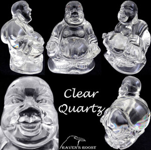 Raven's Carved Russian Quartz Crystal Buddha 99%25 Flawless