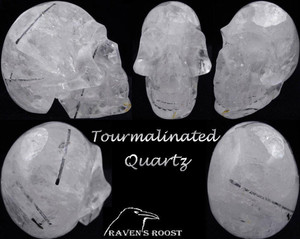 Raven's Carved Tourmalinated Quartz Crystal Skull