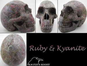 Raven's Carved Ruby in Kyanite Crystal Skull