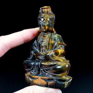 Blue Hawkseye Gold Tigers Eye Crystal Quan Yin Guan Yin