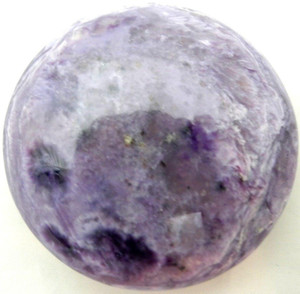 Raven's Carved Charoite Puffed Disk Reflective Polish