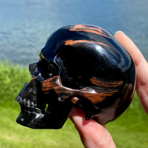 Raven's Exquisite Premium Carved Mahogany Obsidian Crystal Skull