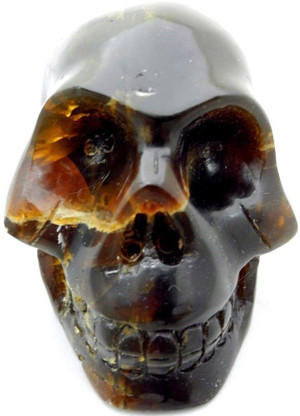 Raven's Hand Carved Classic Style Amber Crystal Skull