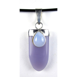Yttrian Fluorite Blue Chalcedony Sterling Silver Pendant