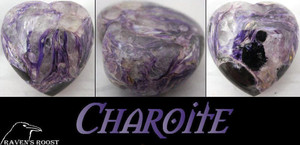 Raven's Carved Charoite Puff Heart
