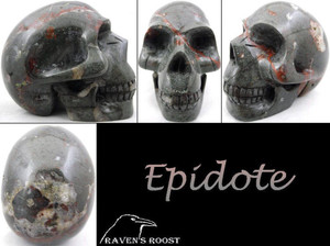 Raven's Carved Epidote Crystal Skull