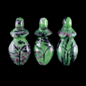 Ruby Zoisite Gemstone Goddess Bead Fertility Charm ( 1 piece )