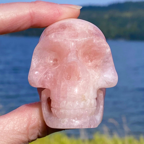 Raven's A+ Deep Gem Pink Emerald Morganite Beryl Crystal Skull