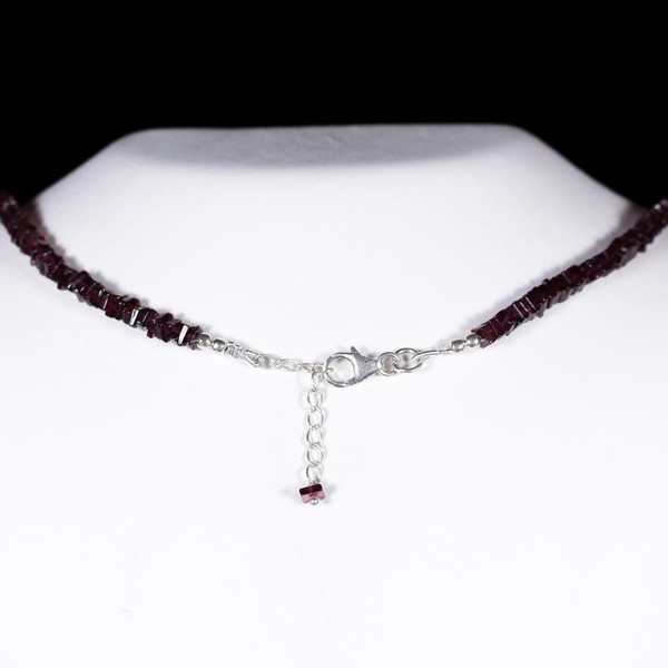 Rhodolite Garnet Crystal Necklace Beaded Gemstone Choker Sterling Silver Clasp