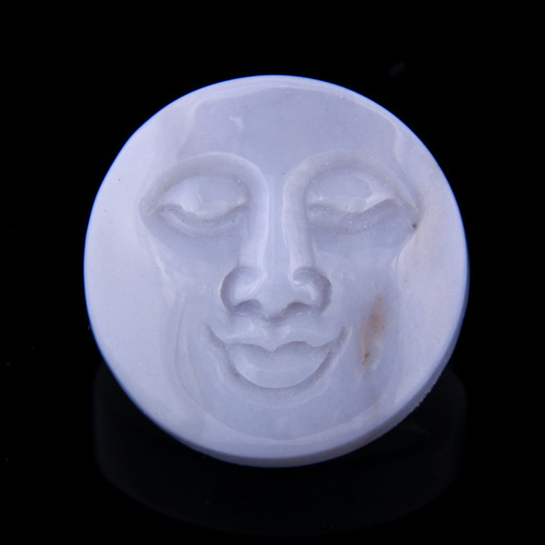 Blue Chalcedony Moon Face Bead
