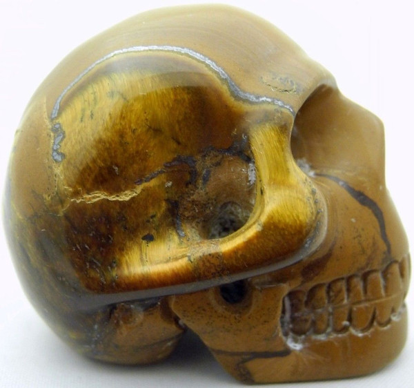 Raven's Hand Carved Tigereye Crystal  Skull 1