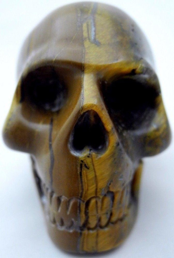 Raven's Hand Carved Tiger's Eye Crystal  Skull