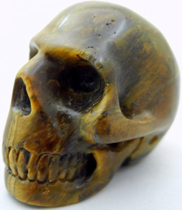 Raven's Hand Carved Tiger's Eye Crystal  Skull