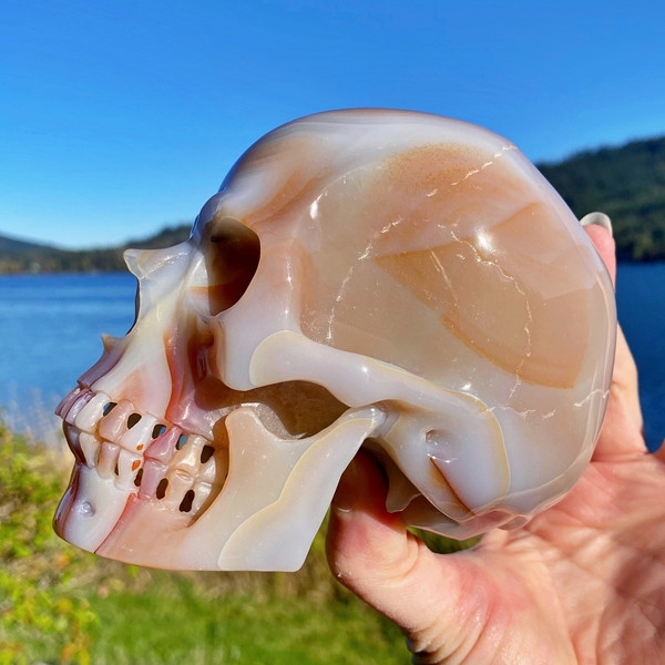 Raven's Carved Premium style Carnelian Agate Crystal Skull