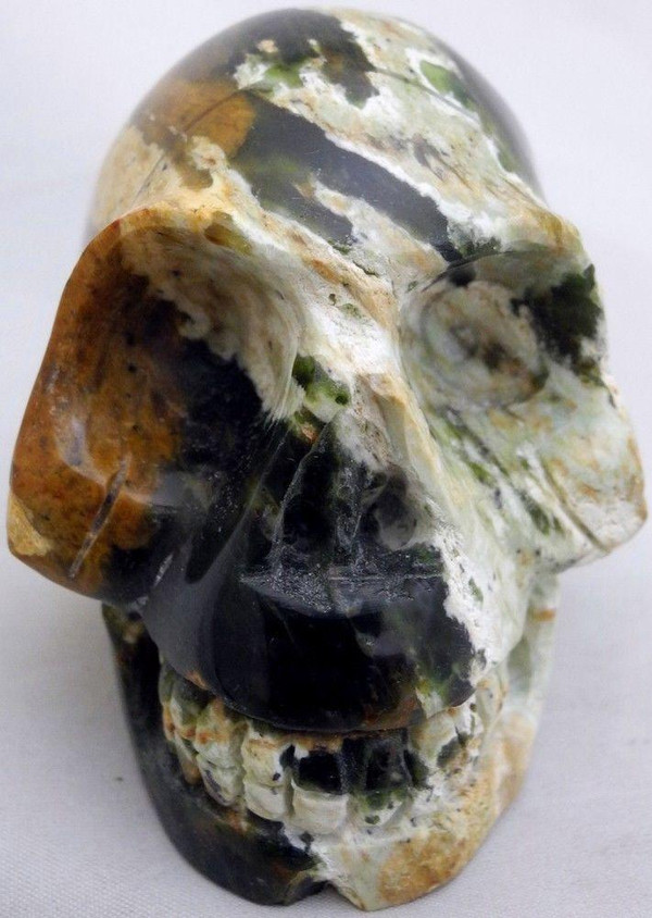 Raven's Gem Chrome Green Chalcedony Crystal Skull