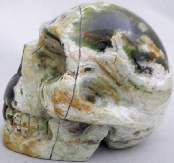Raven's Gem Chrome Green Chalcedony Crystal Skull