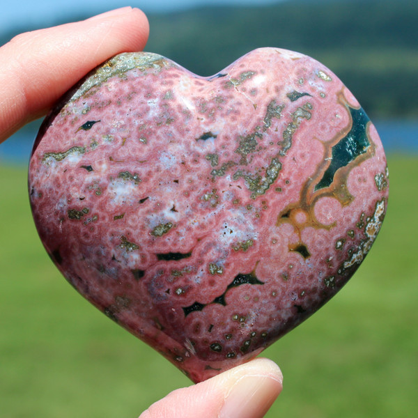 Big Colorful Ocean Jasper Crystal Gemstone Heart