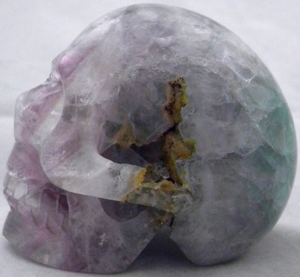 Raven's Purple Green Fluorite Crystal Skull