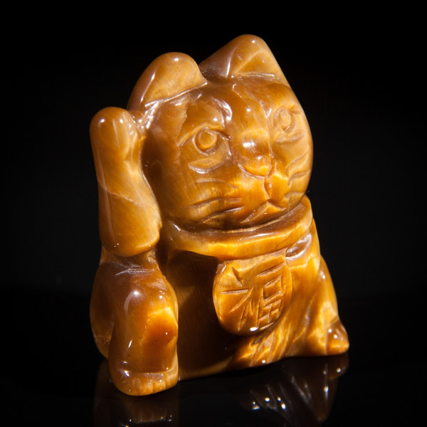 Tiger Eye Lucky Cats Carving Maneki Neko