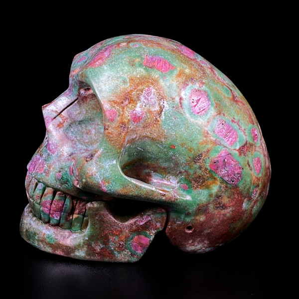 Raven's Carved Classic Style Ruby in Fuchsite Crystal Skull
