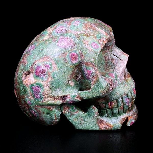 Raven's Carved Classic Style Ruby in Fuchsite Crystal Skull
