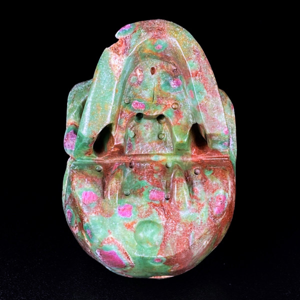 Raven's Carved Classic Style Ruby in Fuchsite Crystal Skull