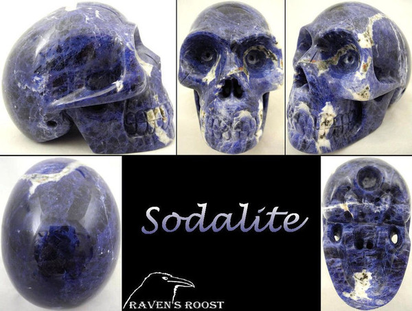 Raven's Carved Sodalite Crystal Skull "Classic" Style